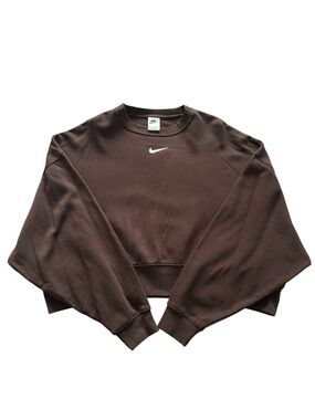 Nike Burgundy Brown Fleece Cropped Crewneck
